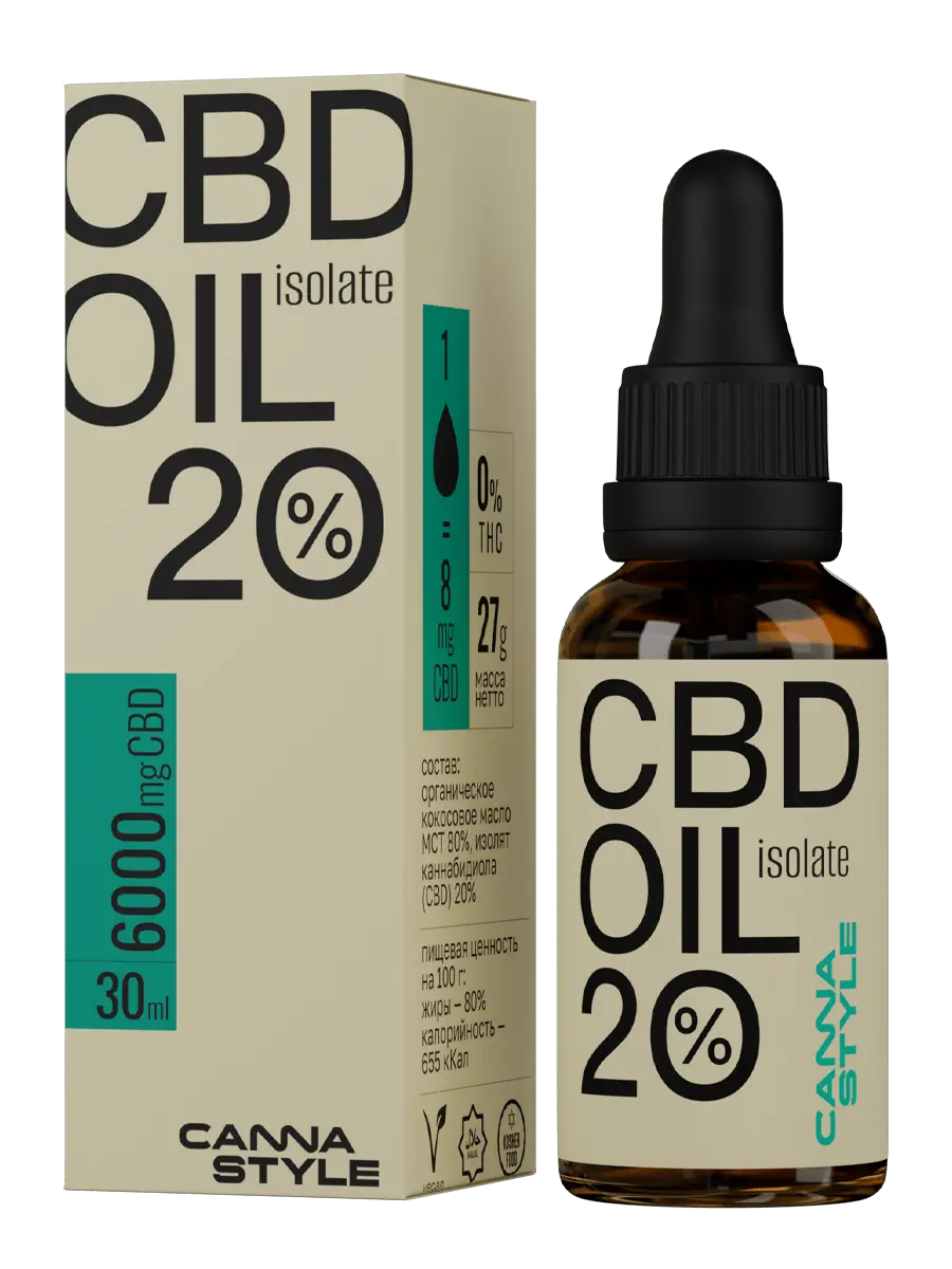 Масло CBD OIL Isolate (изолят) 6000 мг (20%) 30 мл  CannaStyle