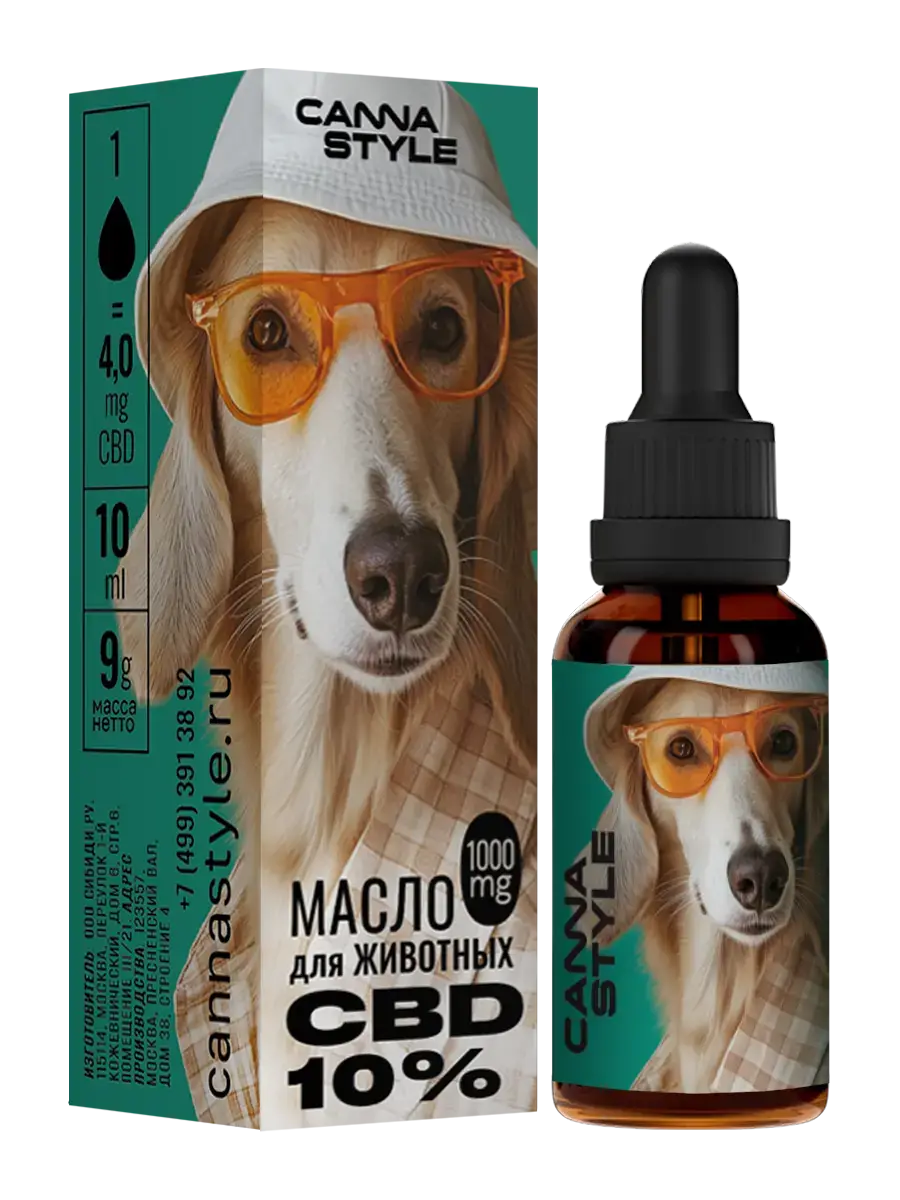 Масло CBD для животных 1000мг 10% 10мл CannaStyle