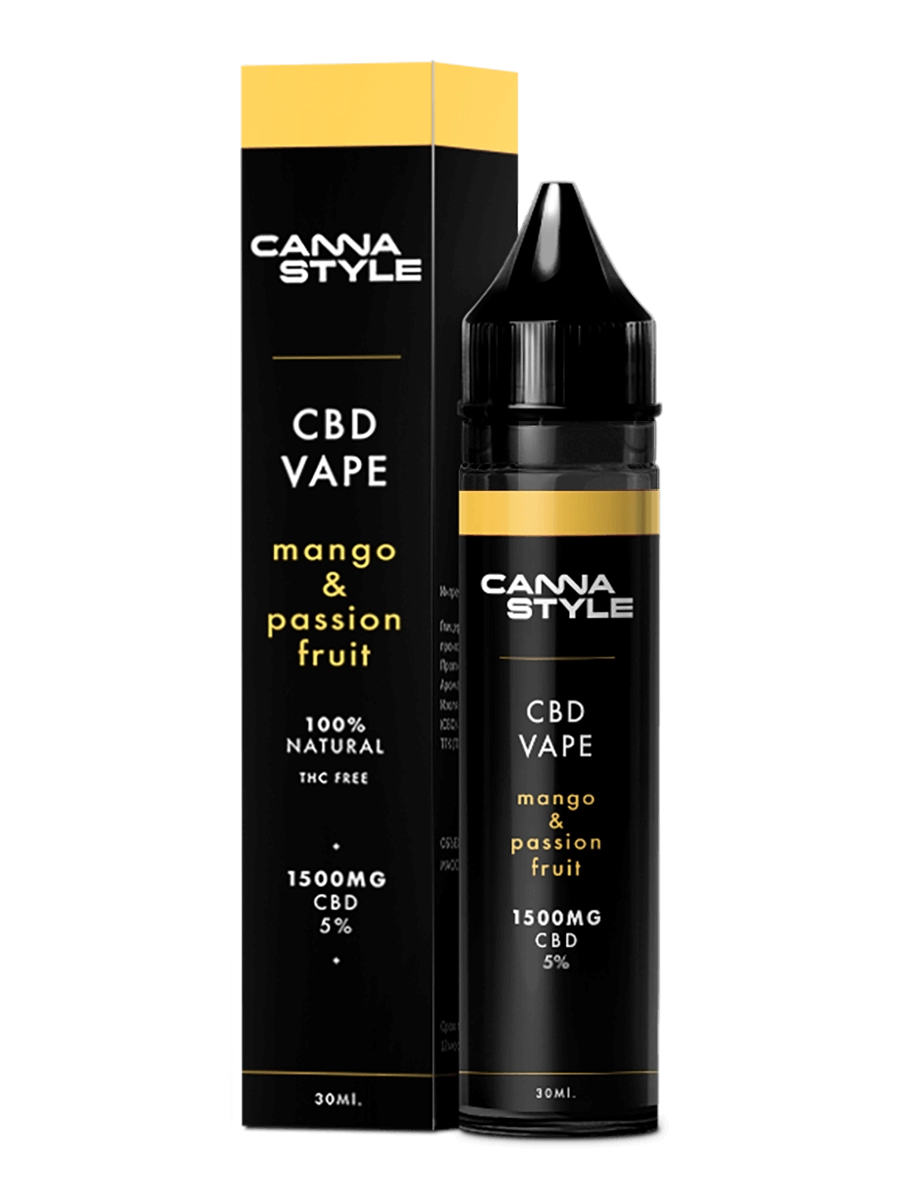 Жидкость для ингаляций с CBD (КБД) 5% (1500мг) Mango-Passion Fruit (Манго-Маракуйя) CannaStyle, 30 мл