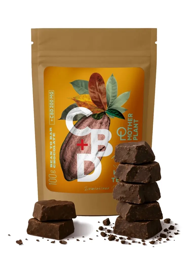 Какао тёртое кусочками (100% какао, CBD 200мг), MotherPlant, Вес 100гр.