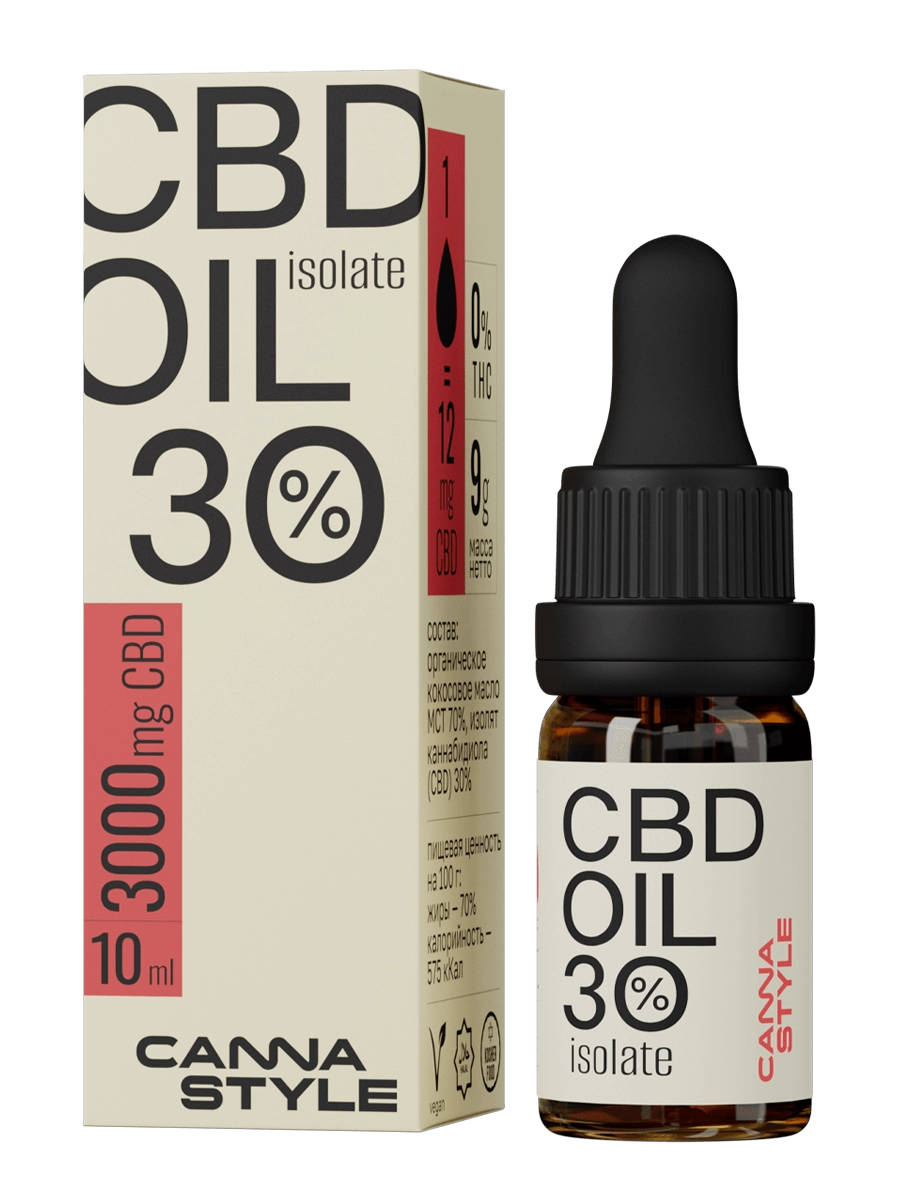 Масло CBD OIL Isolate (изолят) 3000 мг (30%) 10 мл  CannaStyle