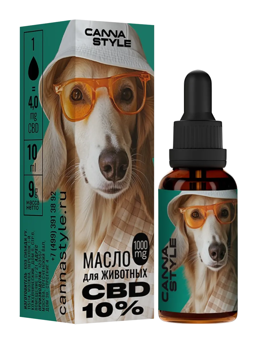 Масло CBD для животных 1000мг 10% 10мл CannaStyle