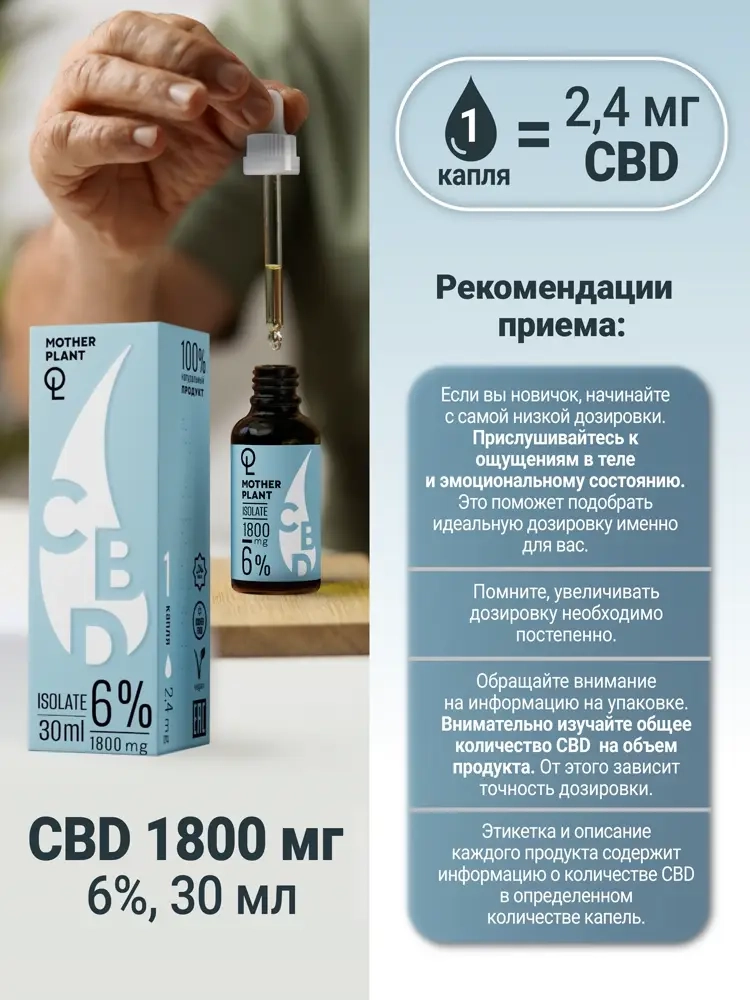 Масло CBD "Изолят" 1800мг 6% 30мл MotherPlant