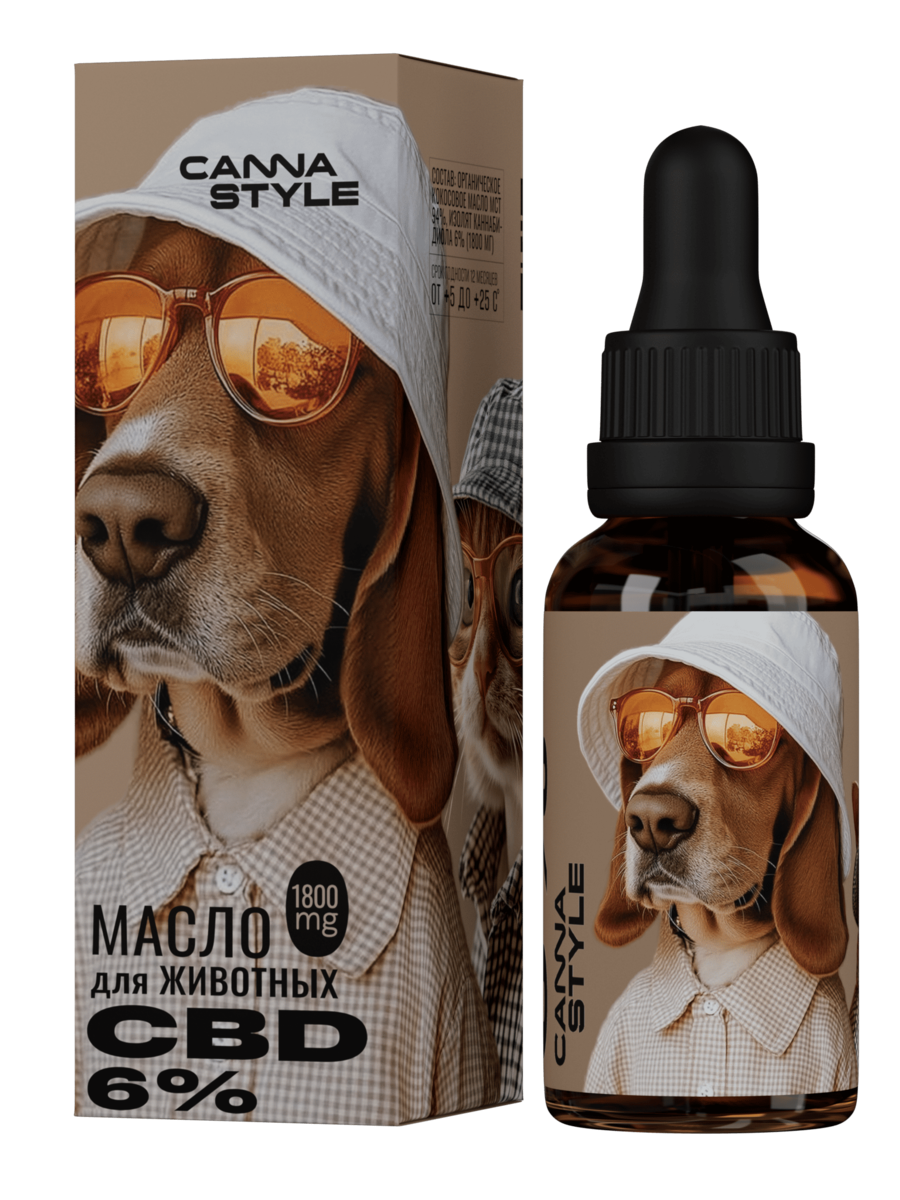 Масло CBD для животных 1800мг 6% 30мл CannaStyle