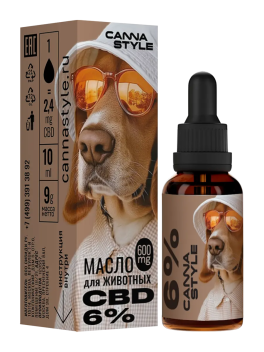 Масло CBD для животных 600мг 6% 10мл CannaStyle Масло CBD для животных 600мг 6% 10мл CannaStyle